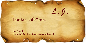 Lenko János névjegykártya